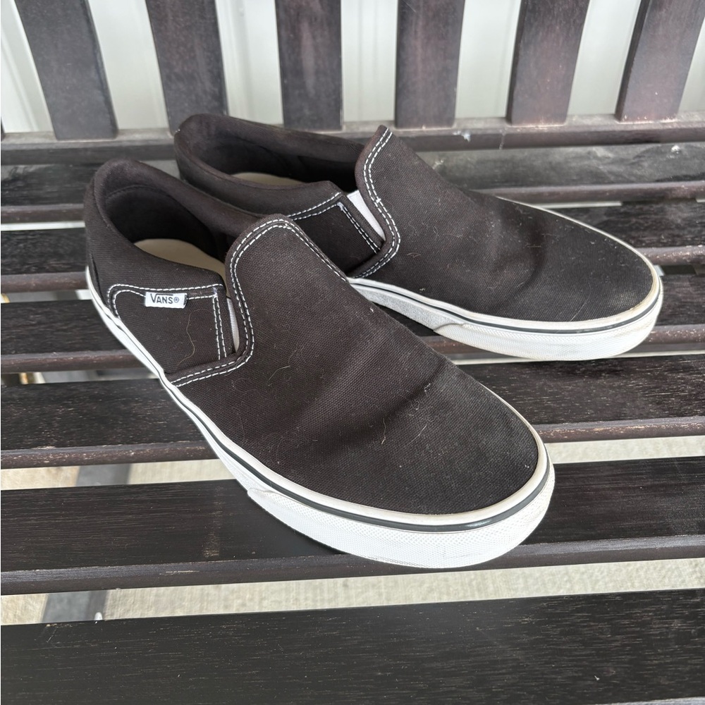 Vans Men's Black Canvas Slip-On Loafers